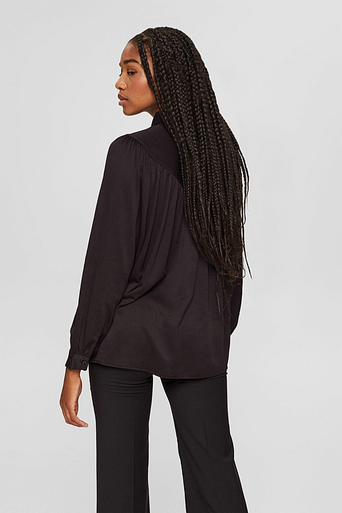 Gestructureerde blouse met wijde mouwen, BLACK, detail image number 3