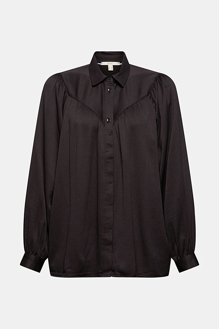Gestructureerde blouse met wijde mouwen, BLACK, detail image number 5