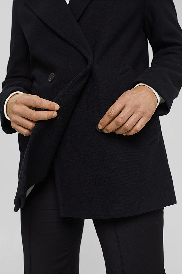 Jersey blazer met dubbele knopenrij, BLACK, detail image number 2