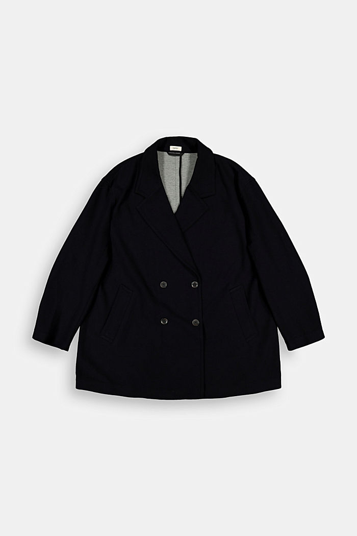 CURVY double-breasted jersey blazer, BLACK, detail image number 0