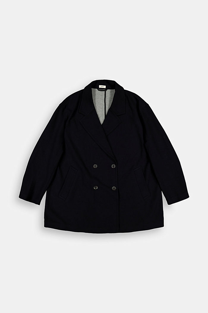 CURVY double-breasted jersey blazer, BLACK, overview
