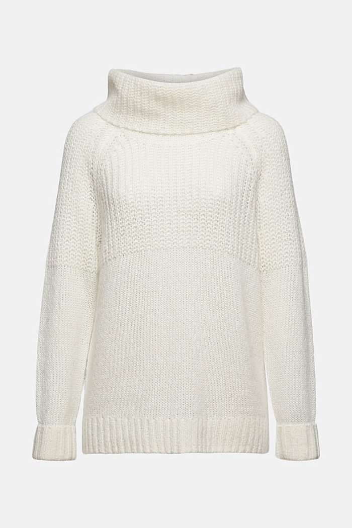 Z alpaką: Dzianinowy sweter z golfem, OFF WHITE, detail image number 6