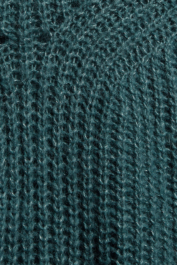 Met alpaca: trui met gebreid patroon, TEAL BLUE, detail image number 4