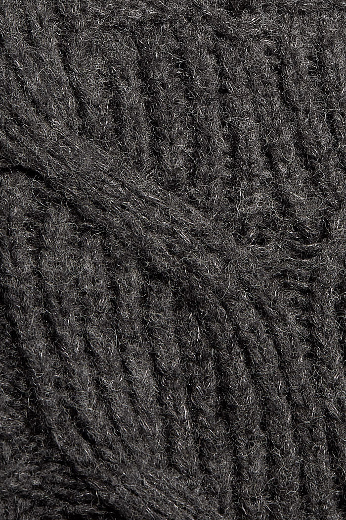 À teneur en alpaga/laine : le pull-over en maille tressée, ANTHRACITE, detail image number 4