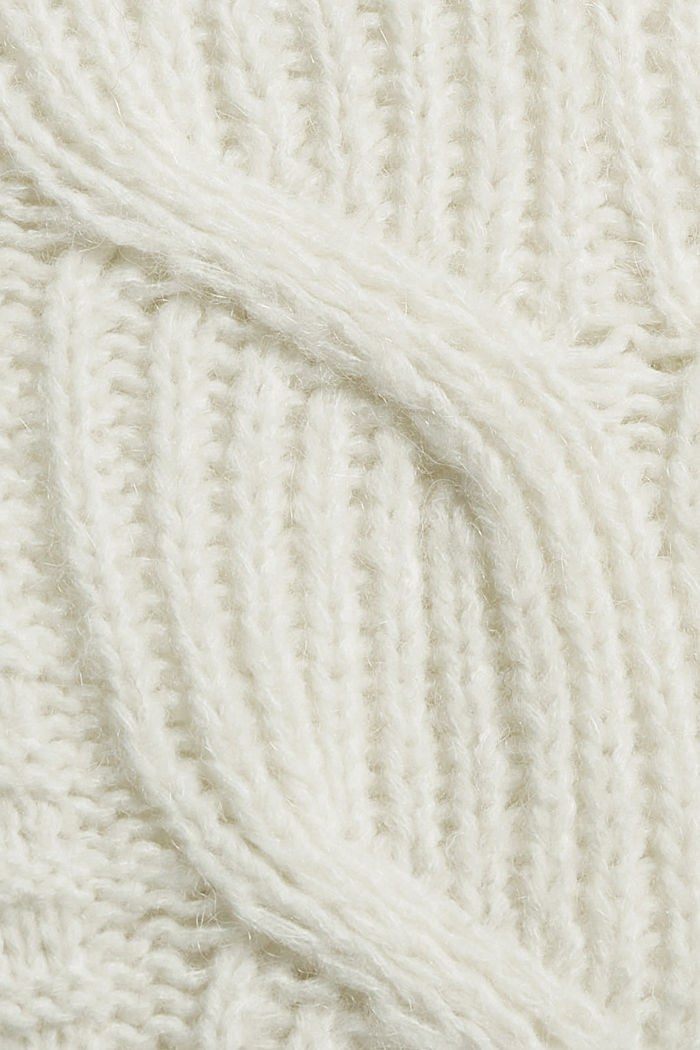 Mit Alpaka/Wolle: Zopfstrick-Pullover, OFF WHITE, detail image number 3