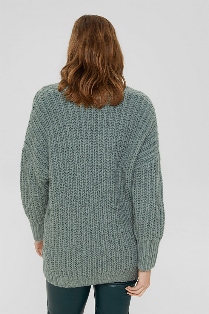 Alpaca/wool blend: cable knit jumper, DUSTY GREEN, detail image number 3