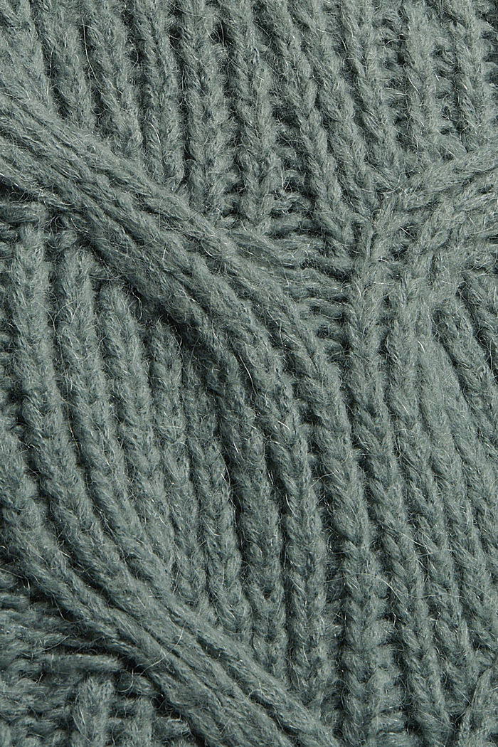 À teneur en alpaga/laine : le pull-over en maille tressée, DUSTY GREEN, detail image number 4