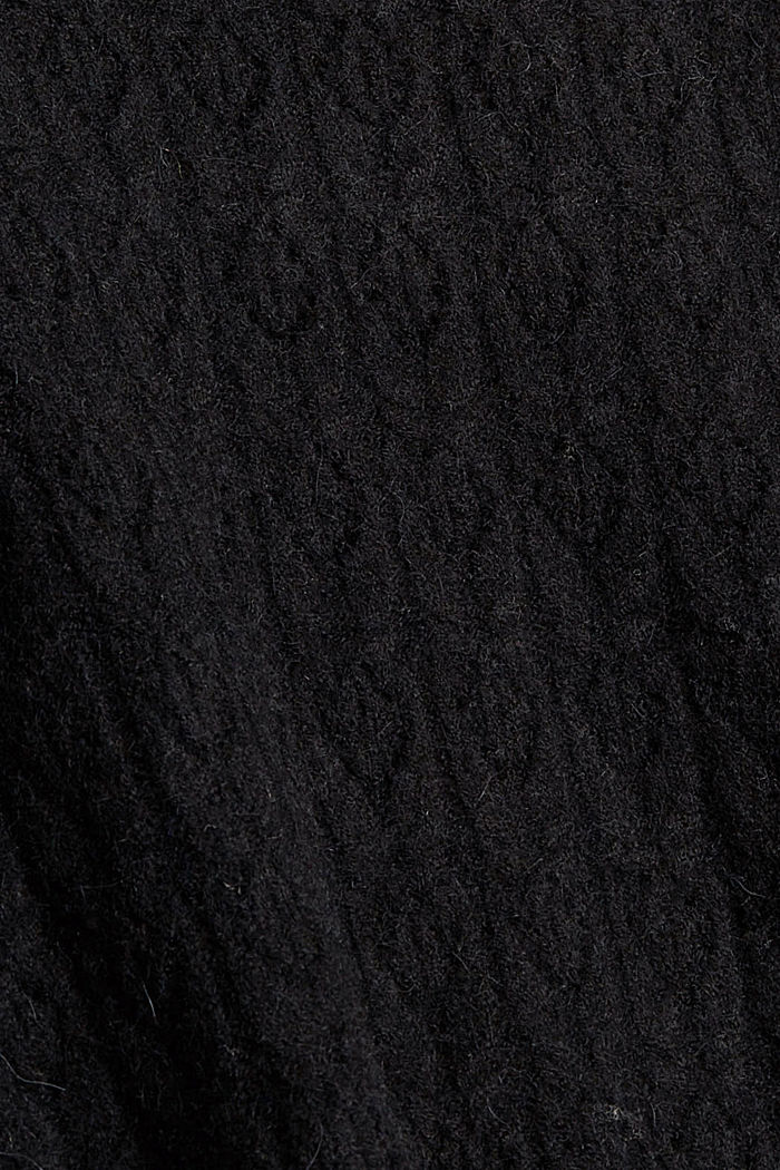 À teneur en laine/alpaga : pull-over à motif en maille, BLACK, detail image number 4
