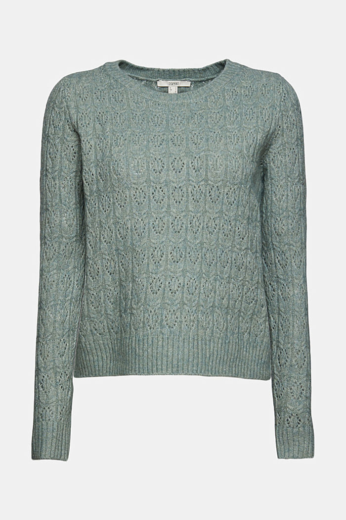 Z wełną/alpaką: sweter z dzianinowym wzorem