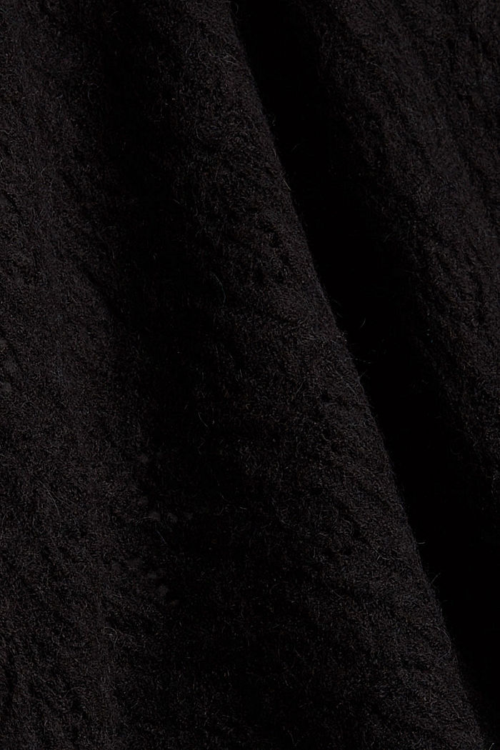 Sisältää alpakanvillaa: reikäneulekuvioitu neuletakki, BLACK, detail image number 4