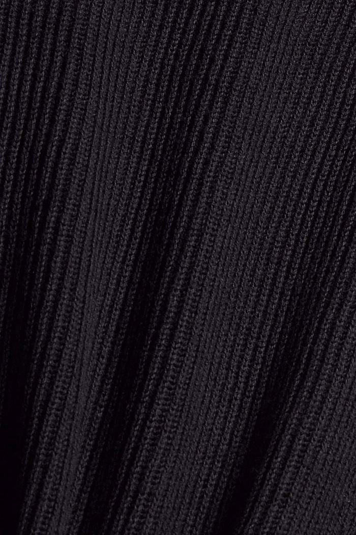 Cardigan long en maille côtelée, coton biologique, BLACK, detail image number 4