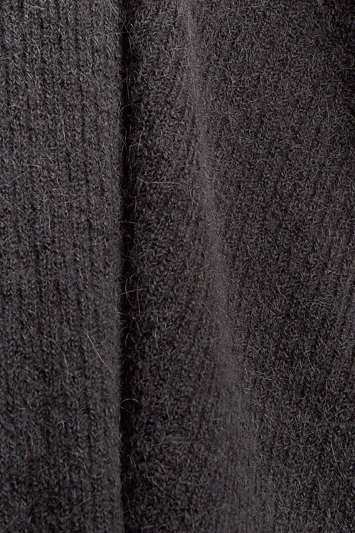Met alpaca/wol: gebreid vest zonder sluiting, ANTHRACITE, detail image number 4