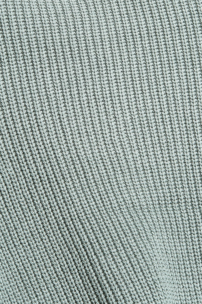 Palmikkokuvioinen vetoketju- ja nappikauluspusero, DUSTY GREEN, detail image number 4
