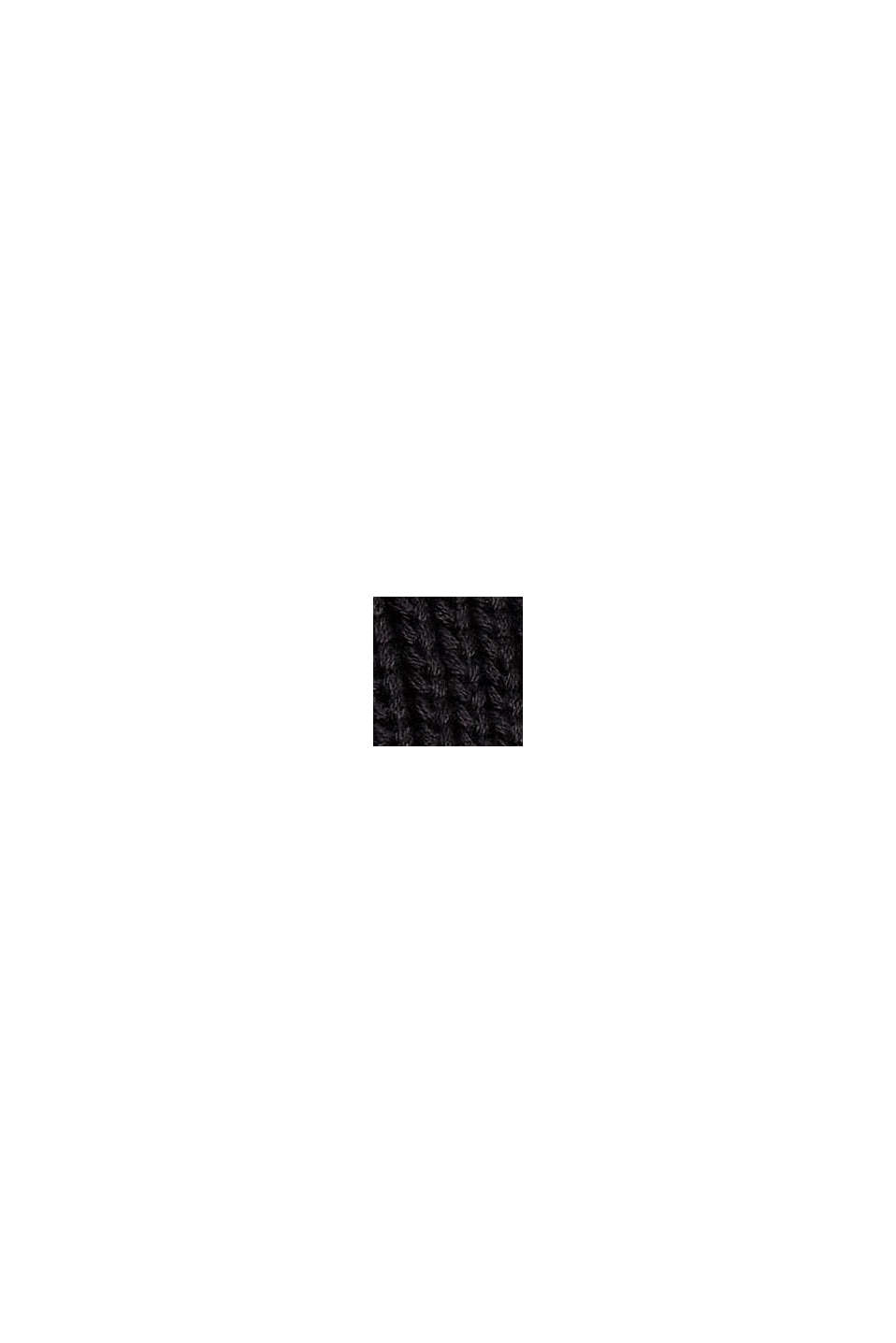 Sweter z wzorem w warkocze z mieszanki bawełnianej, BLACK, swatch