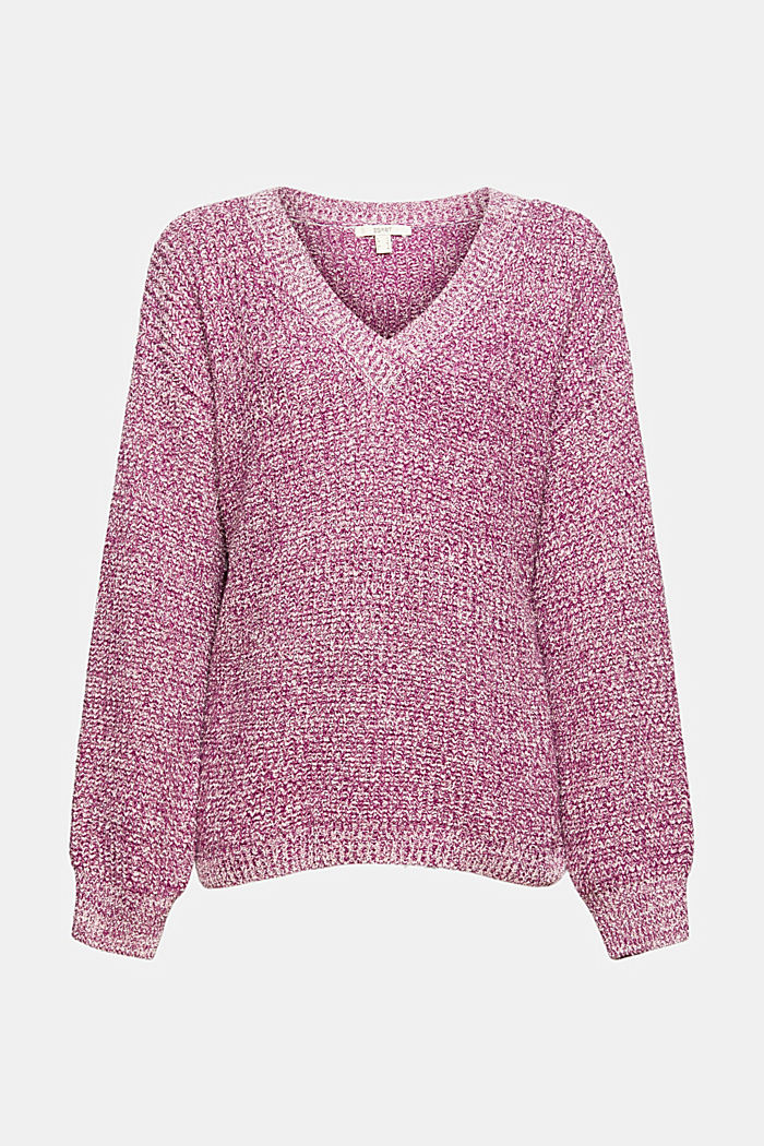 Melange knitted jumper, organic cotton blend