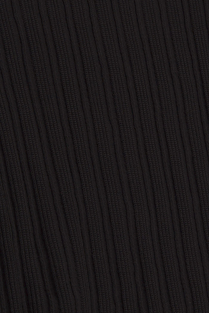 Sweter z prążkowanej dzianiny, 100% bawełny, BLACK, detail image number 4