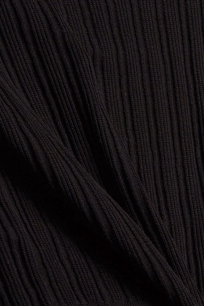 Cardigan en maille côtelée 100 % coton, BLACK, detail image number 4