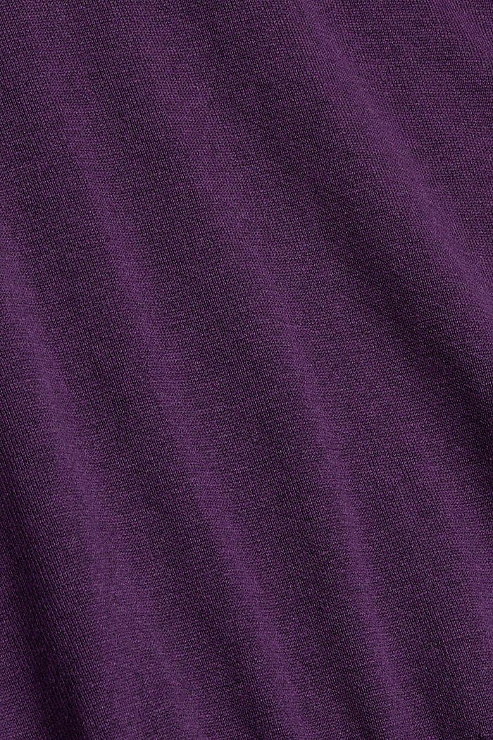 Rundhals-Pullover aus 100% Baumwolle, PLUM RED, detail image number 4
