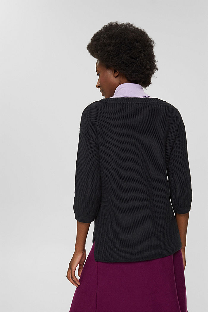 Basic-Pullover aus 100% Baumwolle, BLACK, detail image number 3