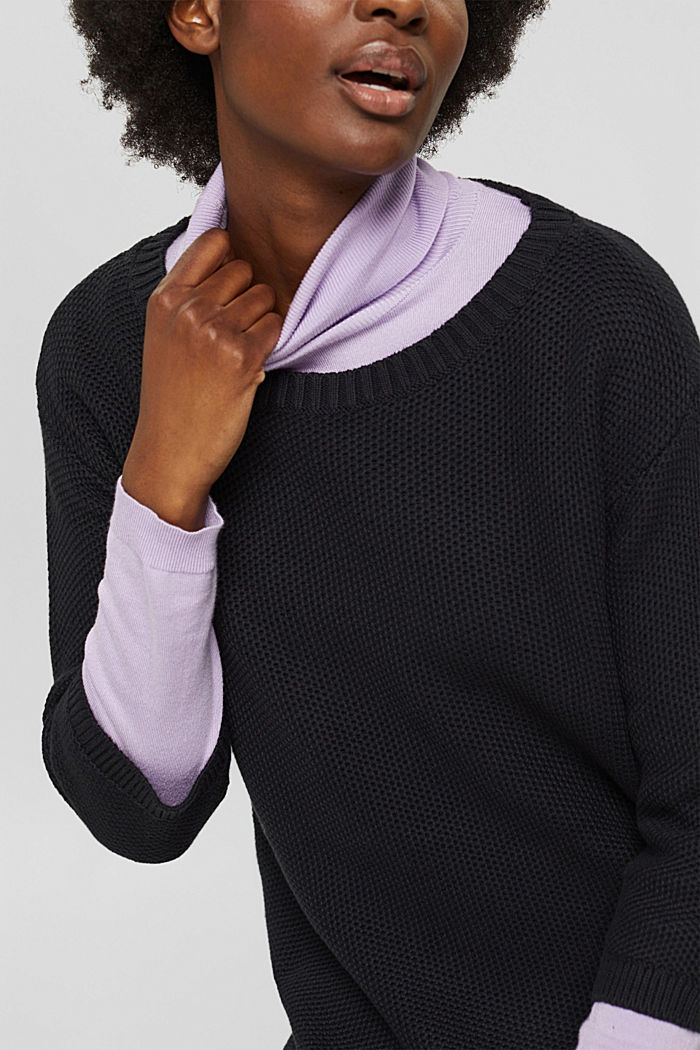 Basic-Pullover aus 100% Baumwolle, BLACK, detail image number 2