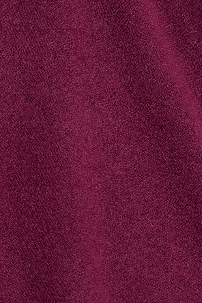 Pehmeä neulepusero, jossa villaa, PLUM RED, detail image number 4