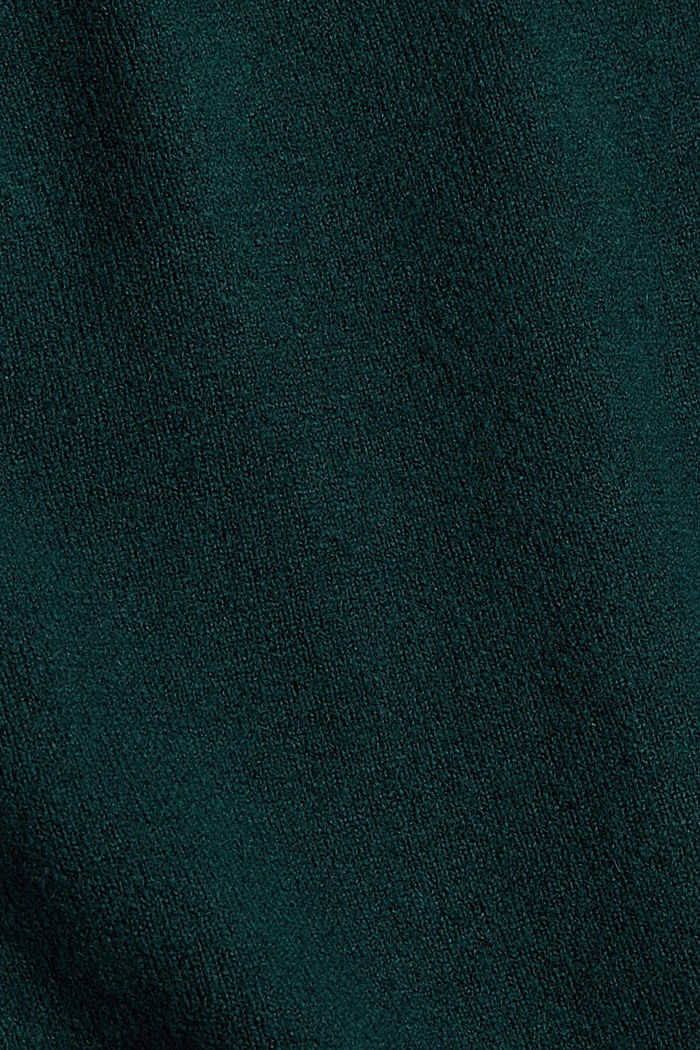 Met wol: trui met V-hals, DARK TEAL GREEN, detail image number 4