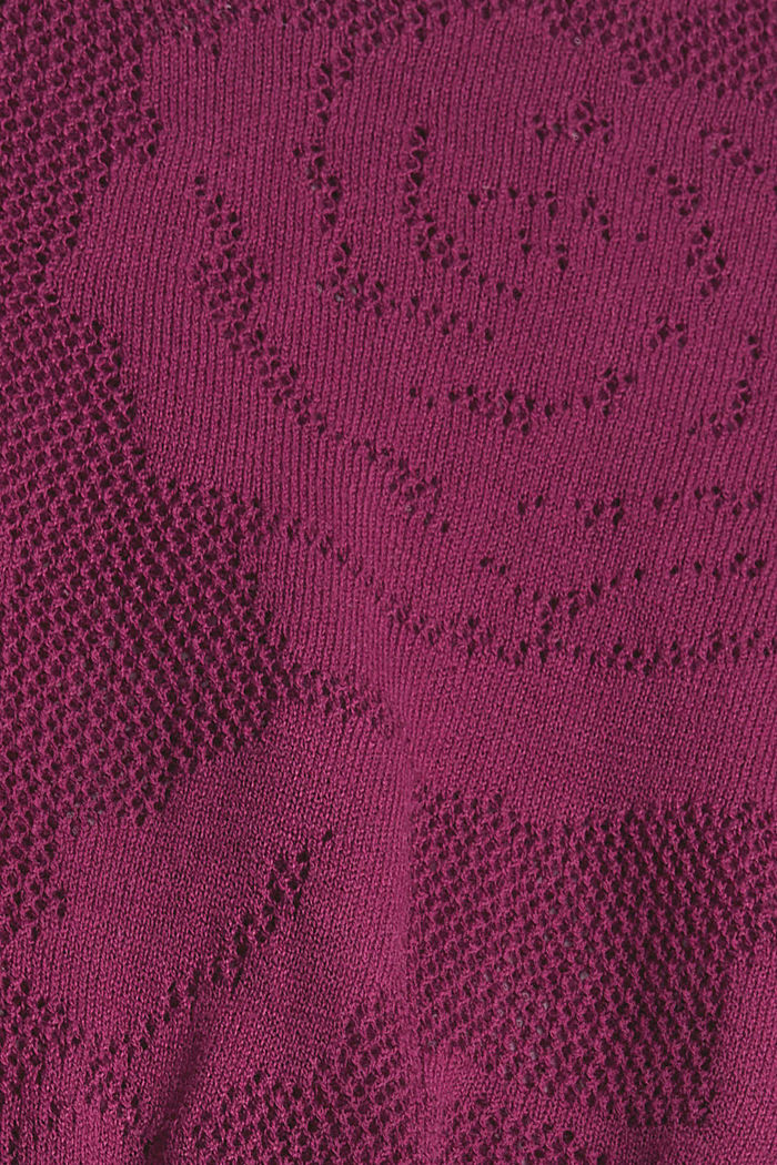 Sweter z ażurowej dzianiny, PLUM RED, detail image number 4