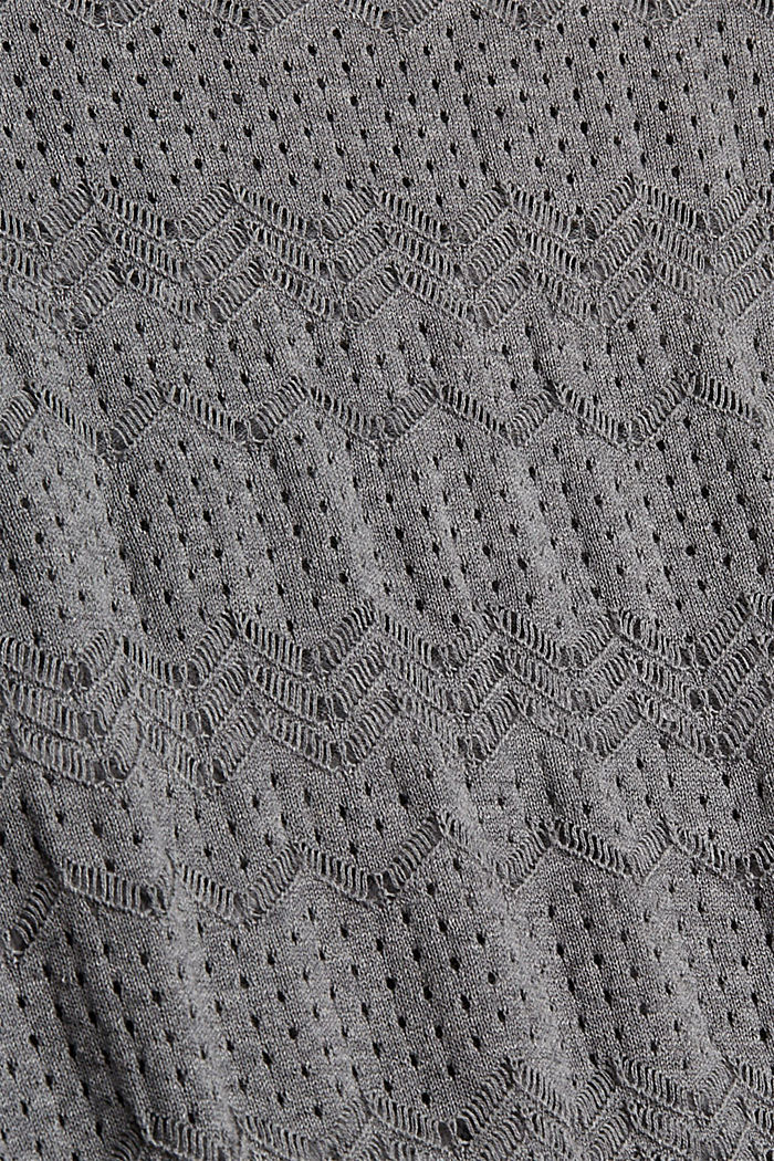 Sweter w ażurowy wzór, 100% bawełny, GUN METAL, detail image number 4