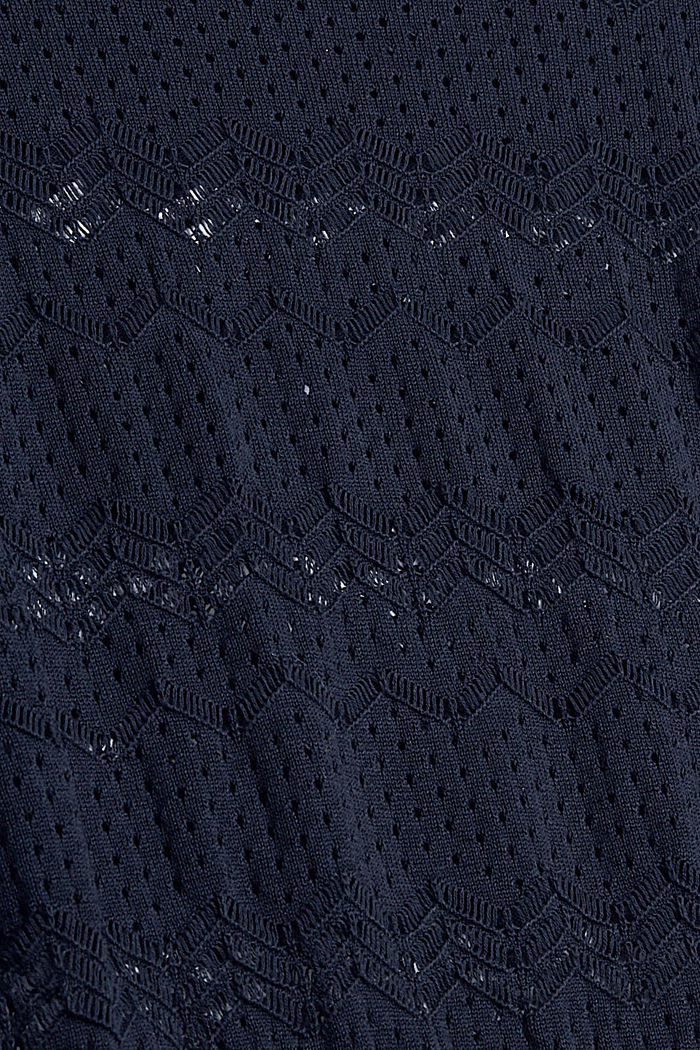 Reikäkuvioitu neulepusero, 100 % puuvillaa, NAVY, detail image number 4