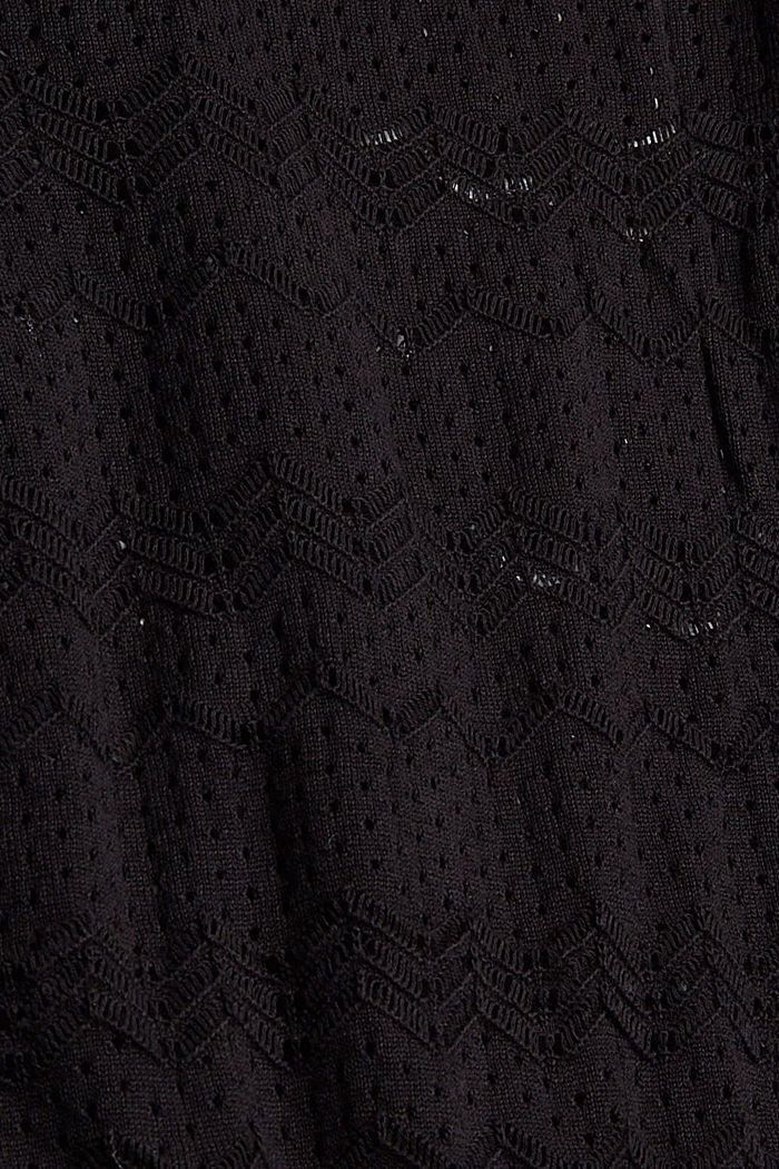 Reikäkuvioitu neuletakki, 100 % puuvillaa, BLACK, detail image number 4
