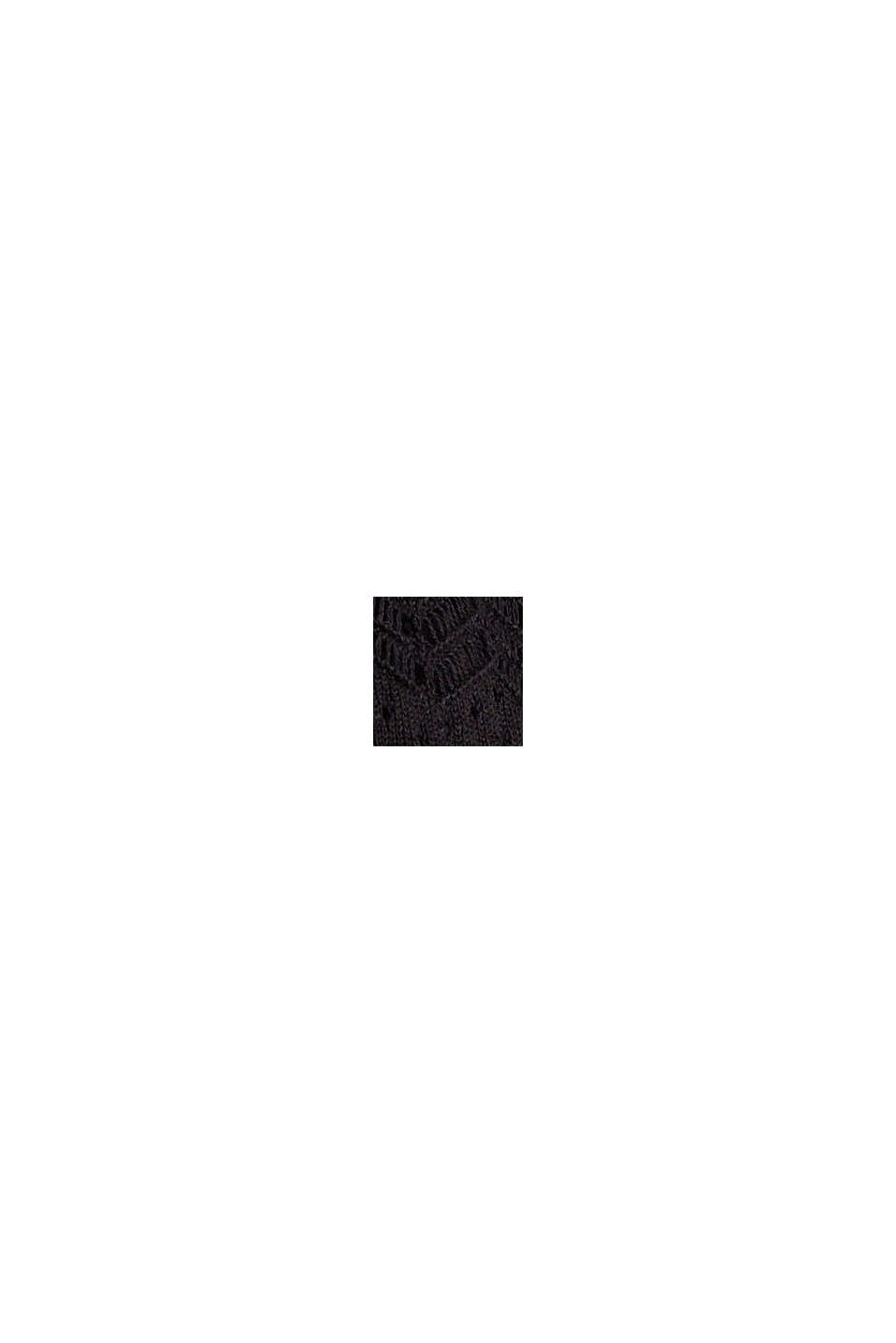 Kardigan w ażurowy wzór, 100% bawełny, BLACK, swatch
