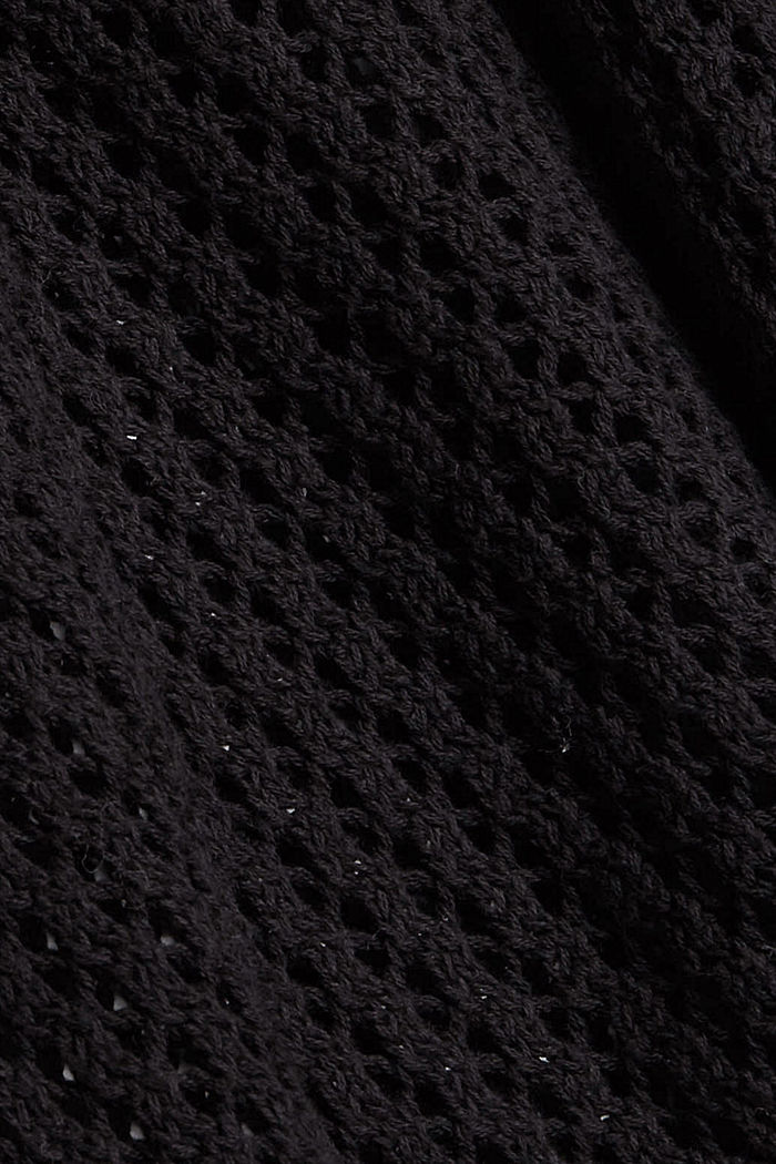 Neuletakki reikäneulosta, 100 % puuvillaa, BLACK, detail image number 4