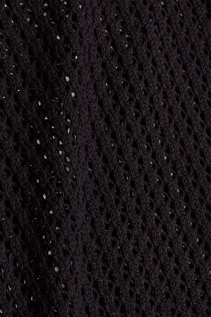 Katoenen trui van een opengewerkt breisel, BLACK, detail image number 4