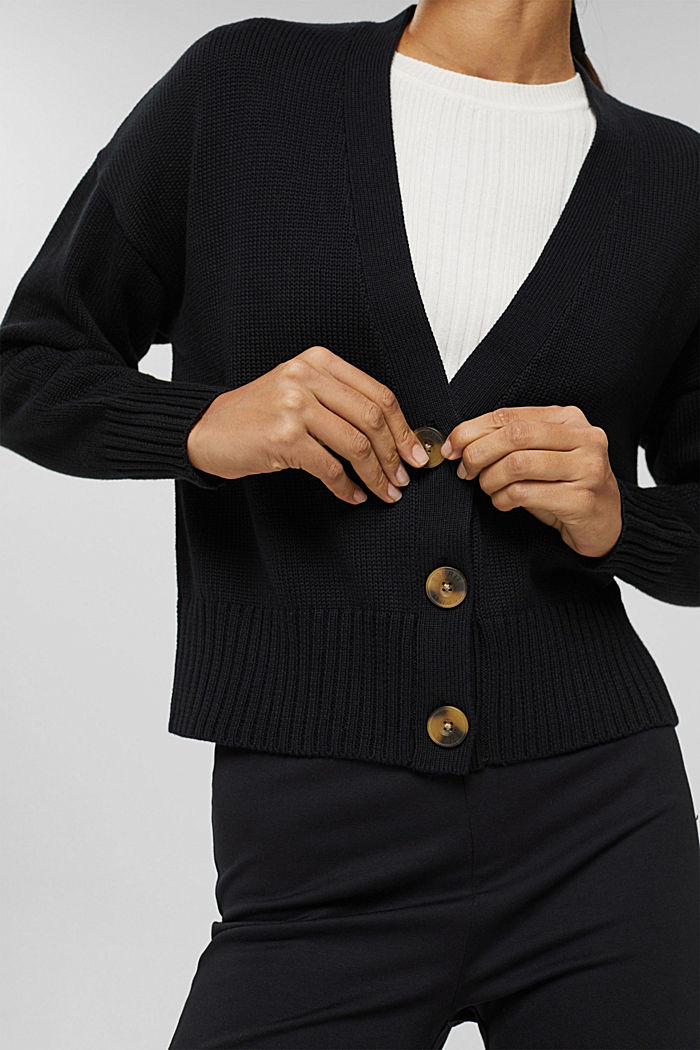 Cardigan chiné en 100 % coton, BLACK, detail image number 2