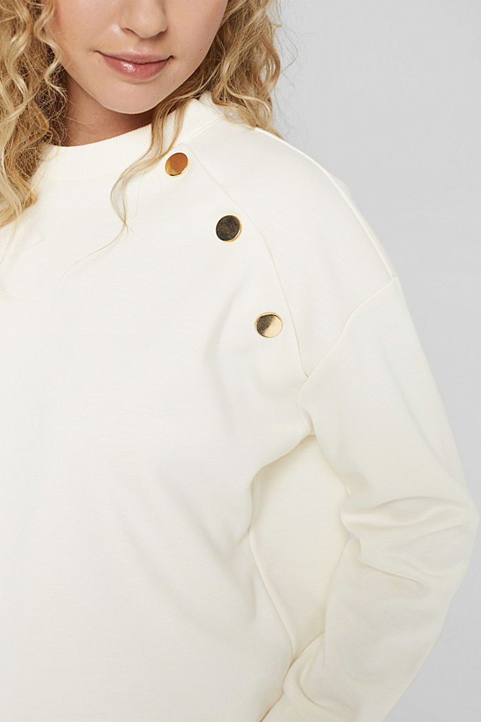 Scuba-Sweatshirt mit Knopfdetail, OFF WHITE, detail image number 2