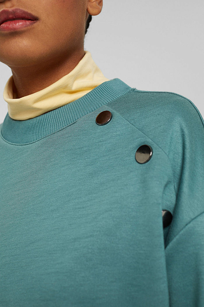 Scuba-Sweatshirt mit Knopfdetail, TEAL BLUE, detail image number 2