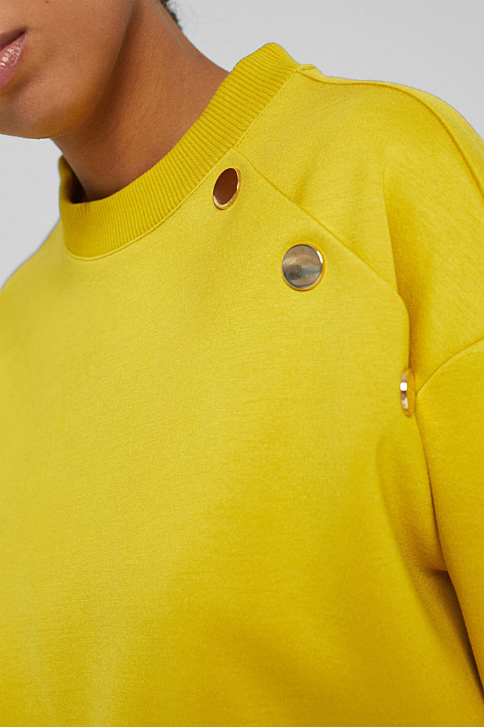 Sweatshirt van scuba met knoopdetail, BRASS YELLOW, detail image number 2