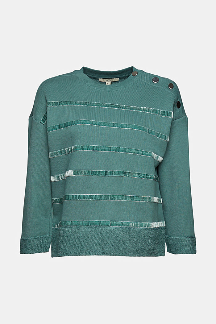 Sweter z aksamitnymi paskami i detalami z guzikami