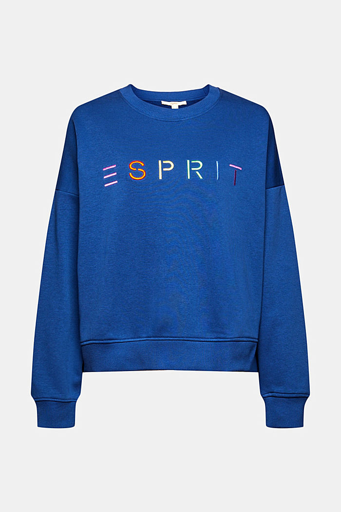 Sweatshirt met logoborduursel, katoenmix, BRIGHT BLUE, detail image number 5