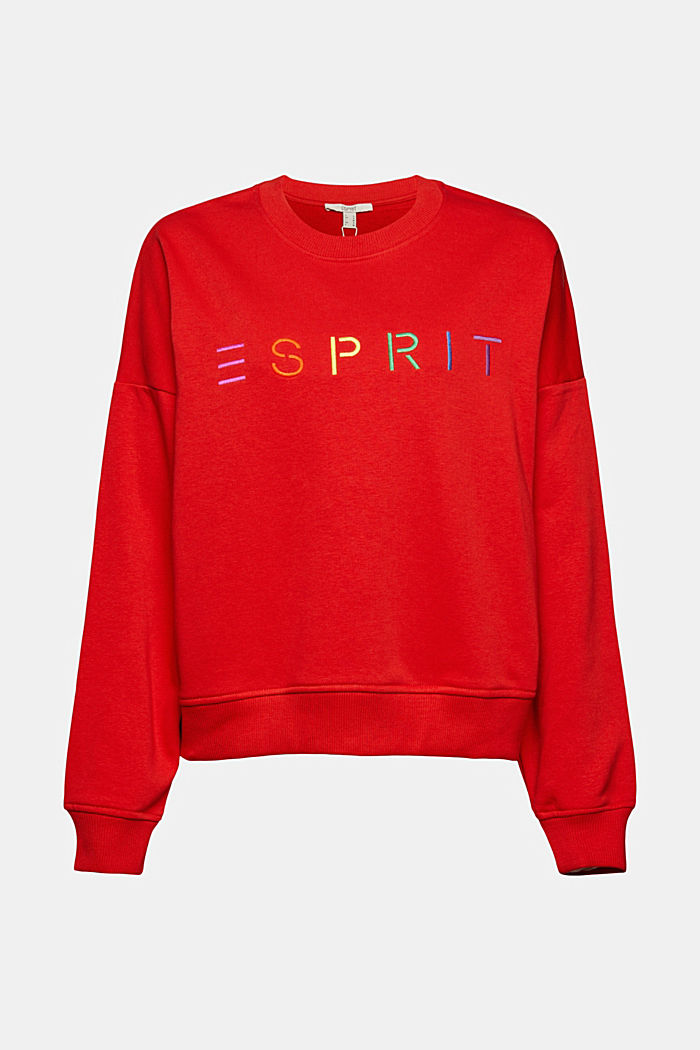 Sweatshirt met logoborduursel, katoenmix, ORANGE RED, detail image number 8