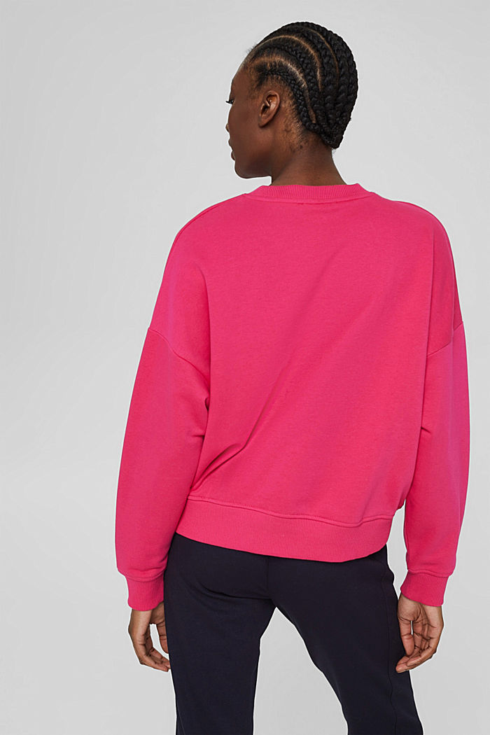 Sweatshirt met logoborduursel, katoenmix, PINK FUCHSIA, detail image number 3