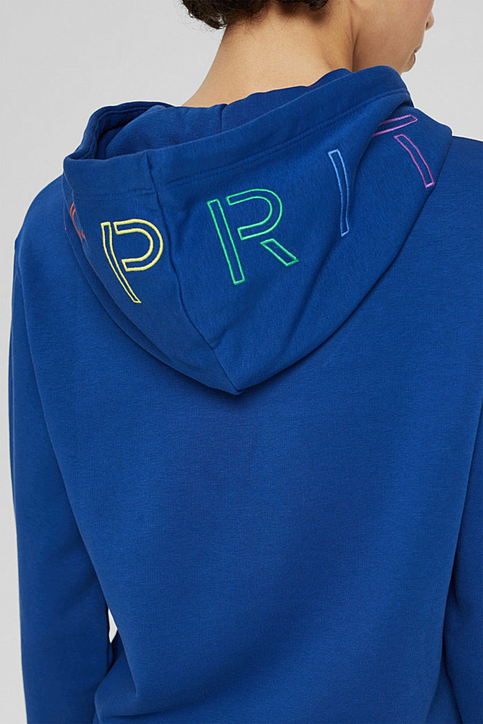 Sweat-shirt à capuche et logo brodé, en coton mélangé, BRIGHT BLUE, detail image number 2