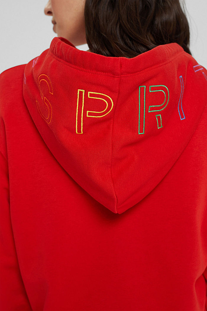 Sweat-shirt à capuche et logo brodé, en coton mélangé, ORANGE RED, detail image number 2