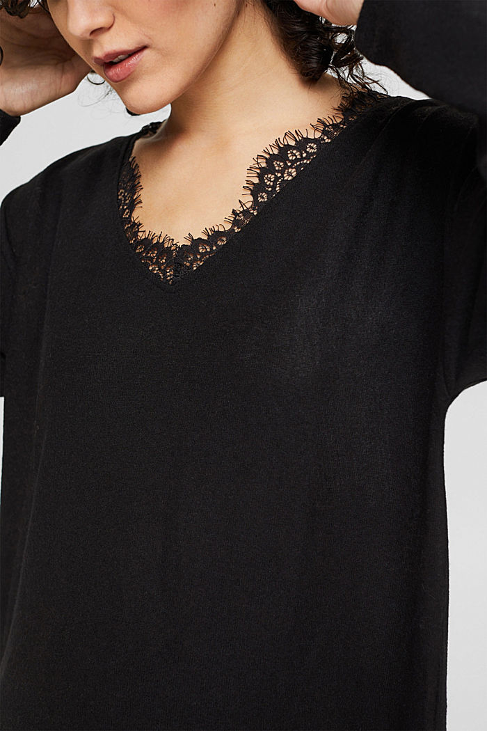 Pitsisomisteinen pitkähihainen paita, BLACK, detail image number 2