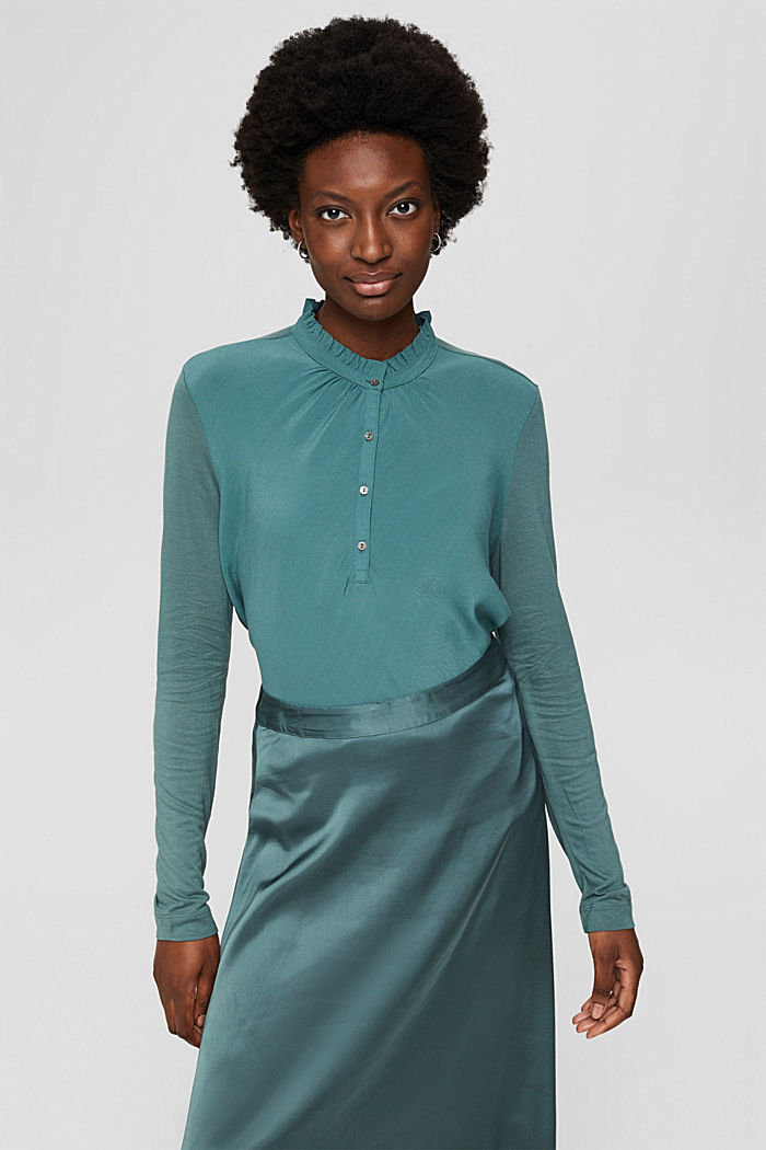 Long sleeve top with buttons, LENZING™ ECOVERO™