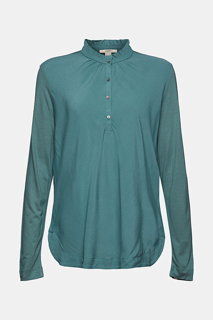 Long sleeve top with buttons, LENZING™ ECOVERO™