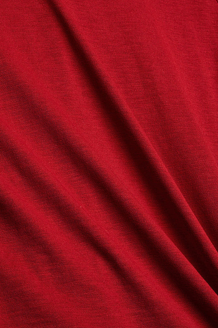 Bluzka z długim rękawem z bawełny ekologicznej z koronką, DARK RED, detail image number 4