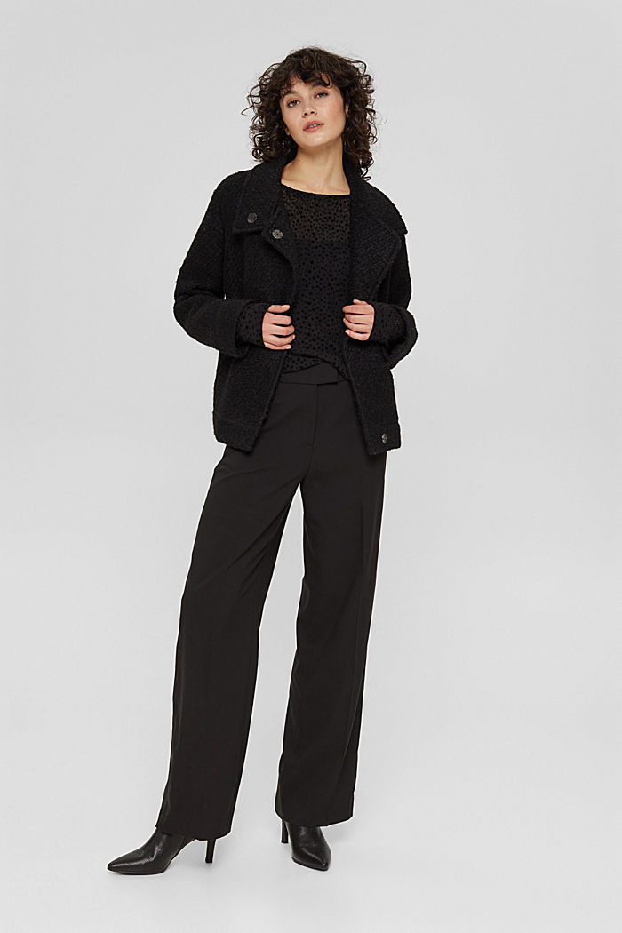 Mesh blouse met stippen met fluweellook, BLACK, detail image number 1