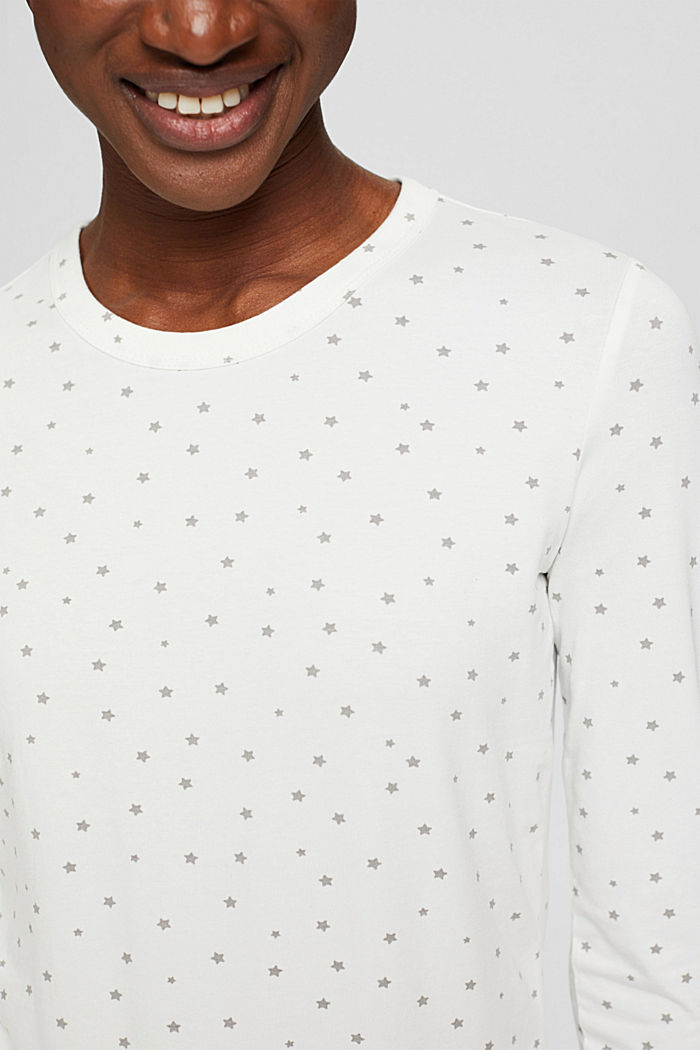 T-shirt à manches longues à imprimé étoiles, coton biologique, OFF WHITE, detail image number 2