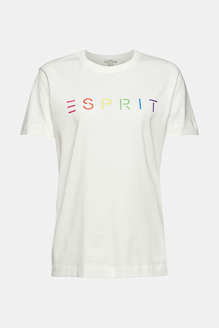 T-shirt met logo print, biologisch katoen, OFF WHITE, detail image number 6